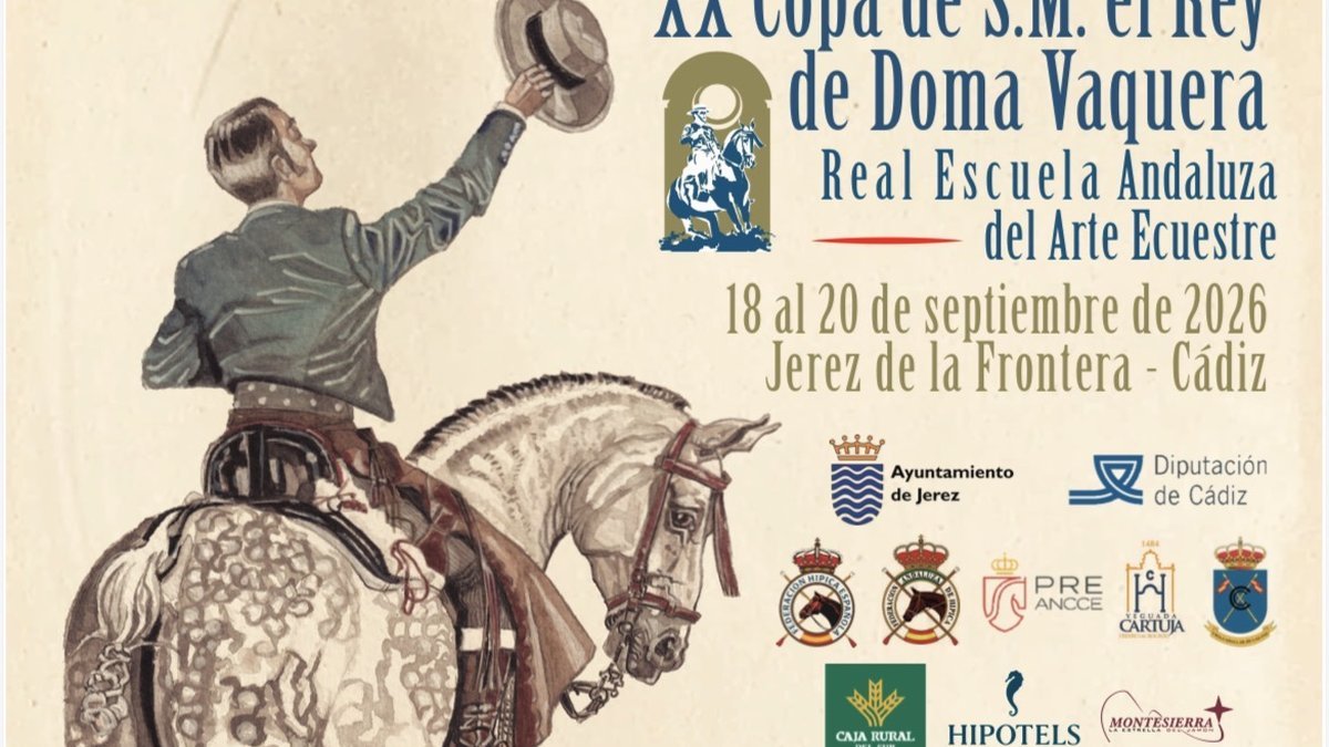 Cartel oficial de la XX Copa de S.M. el Rey de Doma Vaquera — Jerez 2026