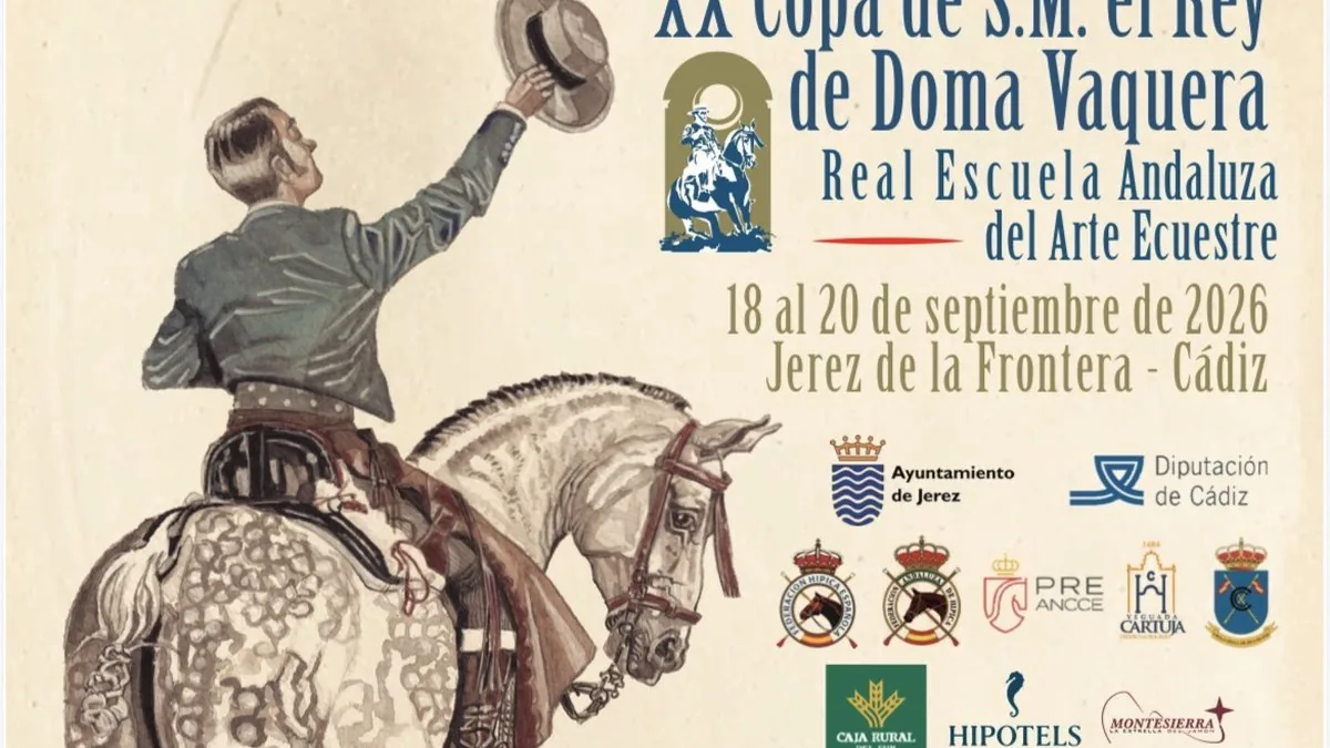 Official poster of the 20th H.M. The King's Cup of Doma Vaquera — Jerez 2026